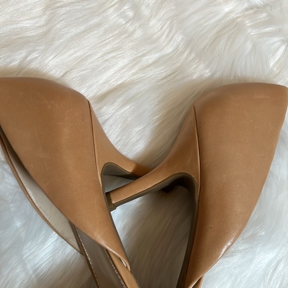 Franco Sarto Tan Nude Open Toe Heels Shoes - Picture 12 of 16